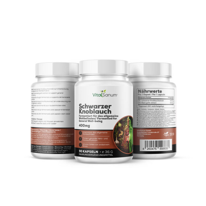 VitaSanum®- Schwarzer Knoblauch (Allium Sativum L.) 400 mg 90 Kapseln