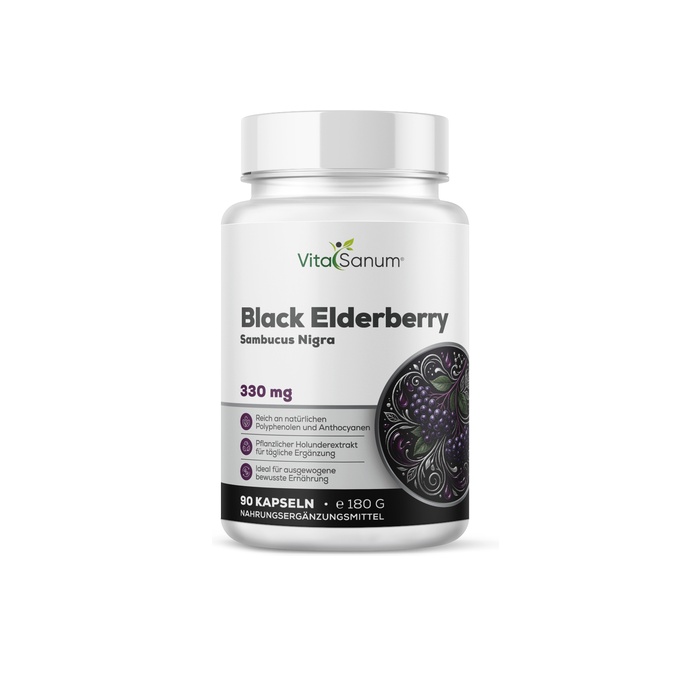 Vita Sanum_Black Elderberry_2(1) VitaSanum® - Schwarzer Holunder (Sambucus nigra) 330 mg 90 Kapseln