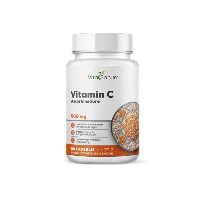 Vita Sanum_Vitamin C_2 VitaSanum® – Vitamin C (L-Ascorbinsäure) – 500 mg – 90 Tabletten